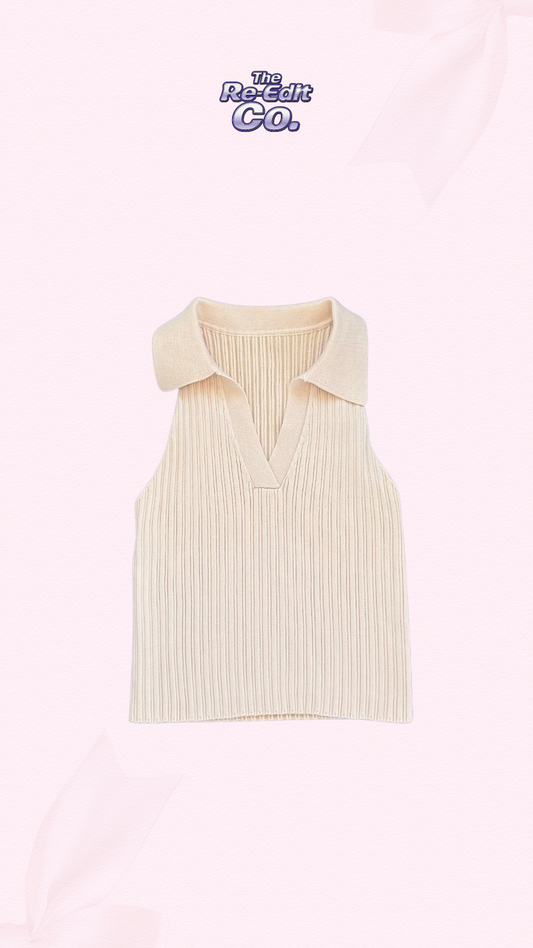 Thrifted Knit Collar Top